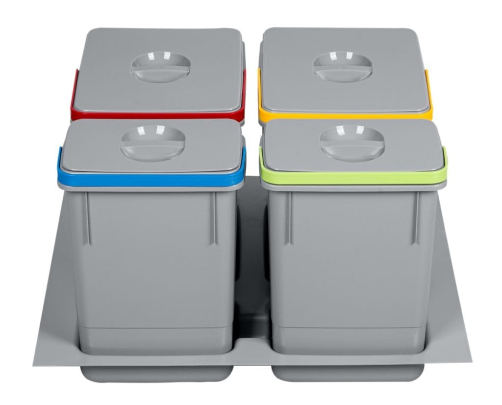 AMIX - segregator odpadów RUBIO - 4 pojemniki jasne szare