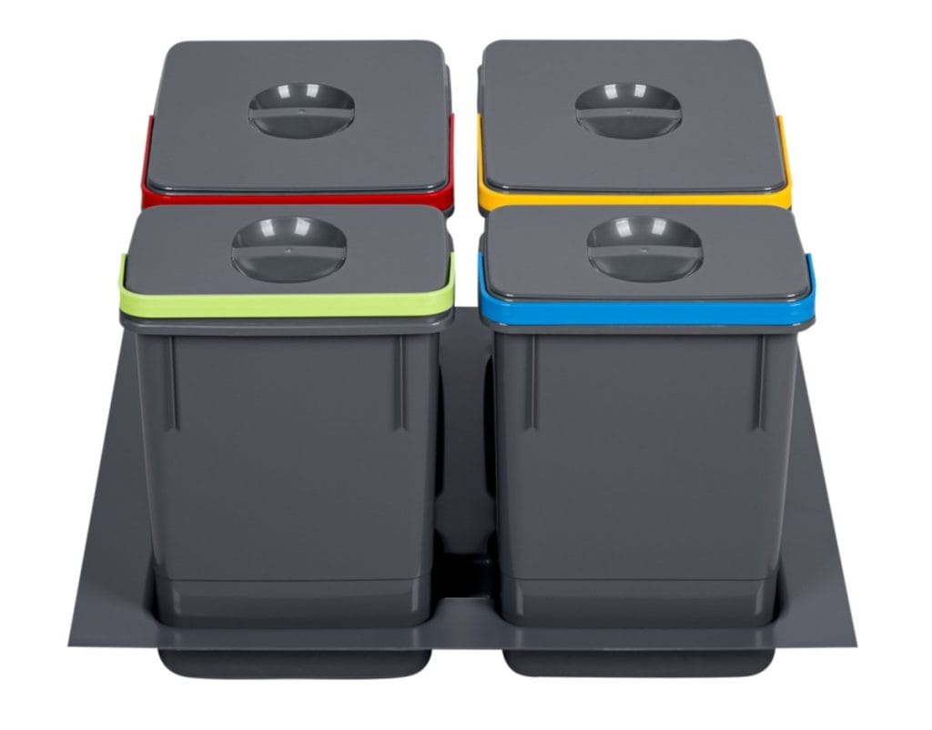 AMIX - segregator odpadów RUBIO - 4 pojemniki ciemne szare