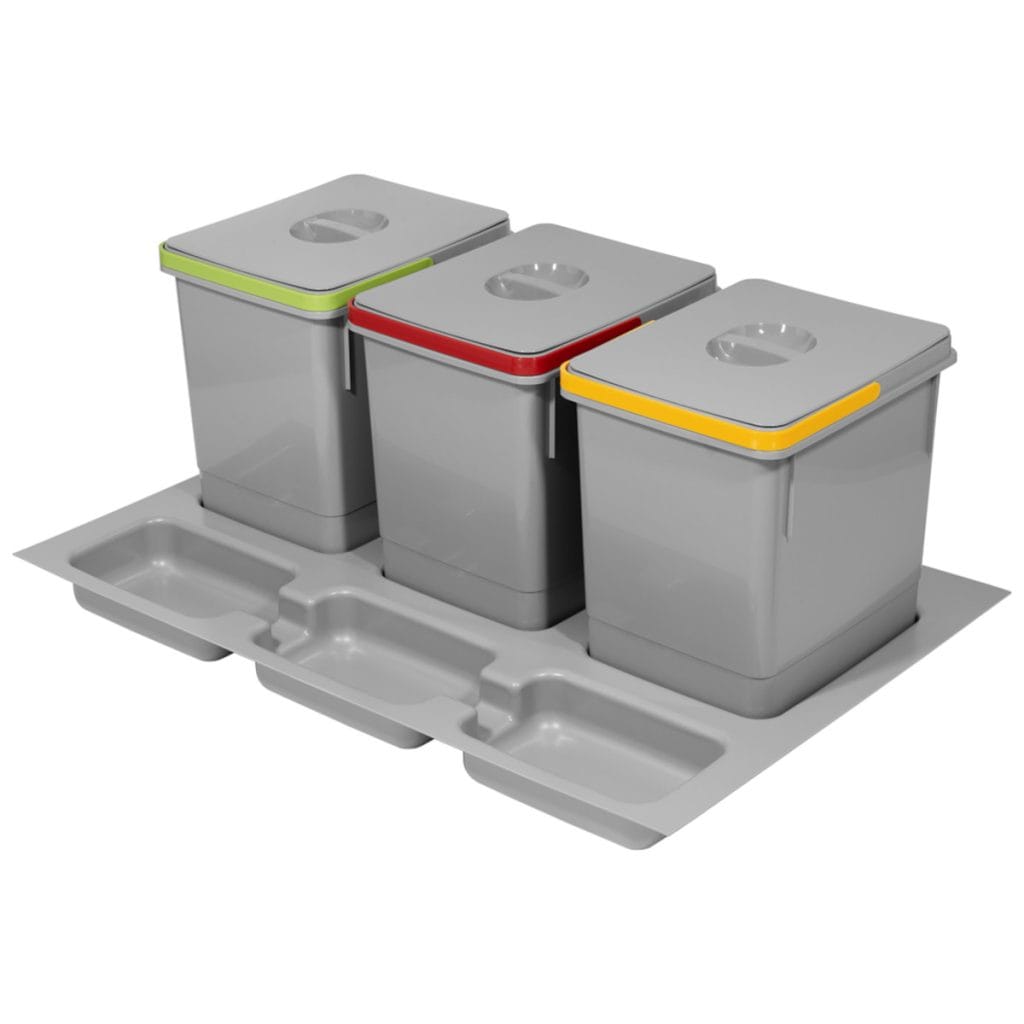 AMIX - segregator odpadów RUBIO - 3 pojemniki jasne szare