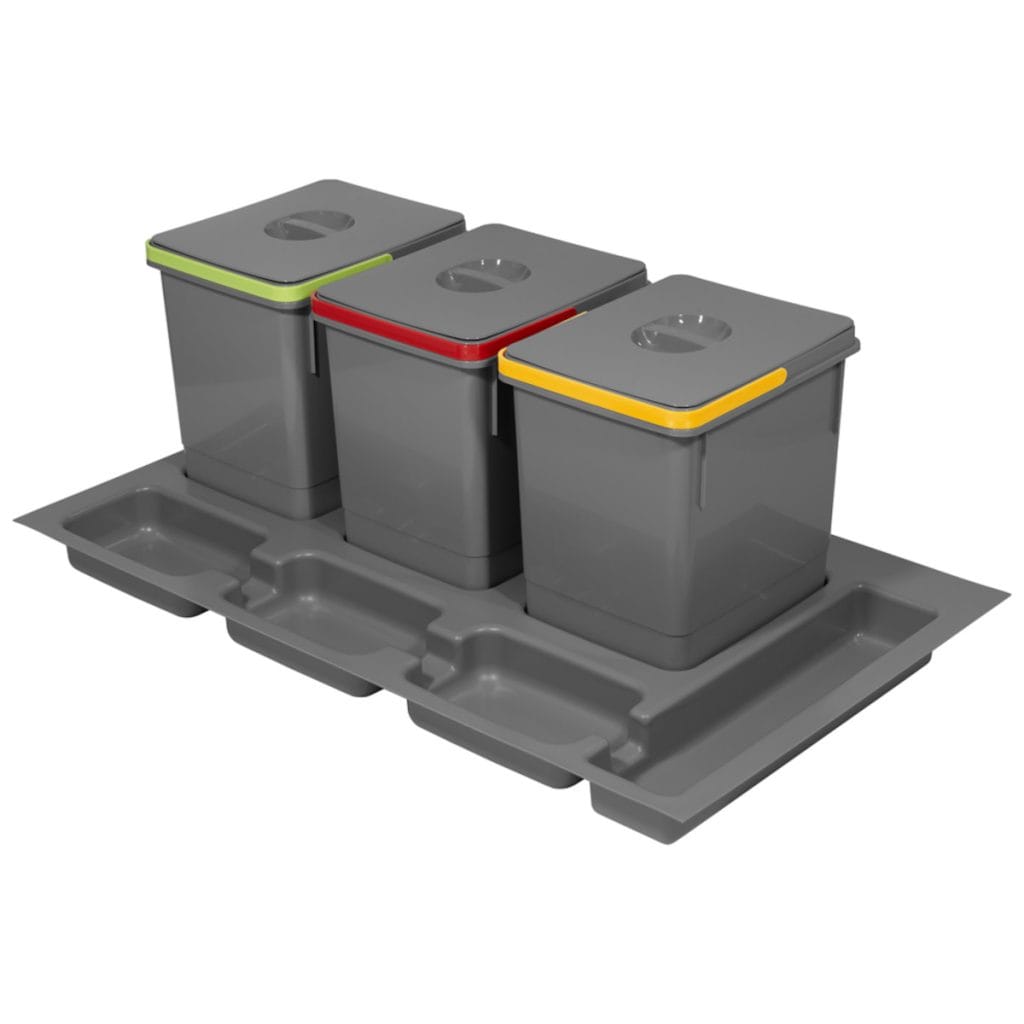AMIX - segregator odpadów RUBIO - 3 pojemniki ciemne szare
