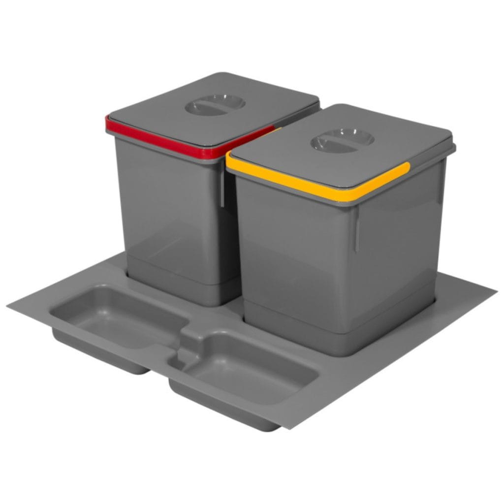 AMIX - segregator odpadów RUBIO - 2 pojemniki ciemne szare