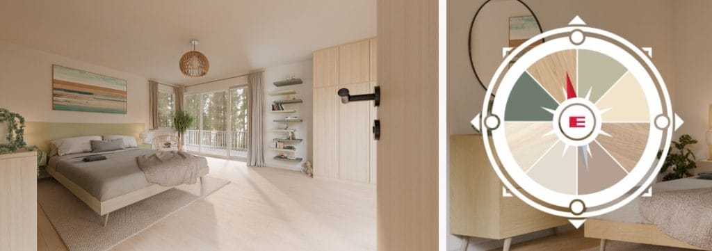 Beżowa sypialnia – aranżacja EGGER Interior Compass