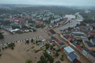 Głuchołazy po powodzi. Zdjęcia z lotu ptaka.