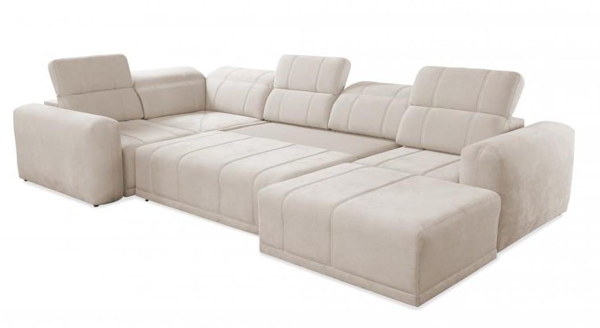 Narożnik Mindy IV Verita rozłożony do spania, projekt PPHU Brattex Kaniewski.