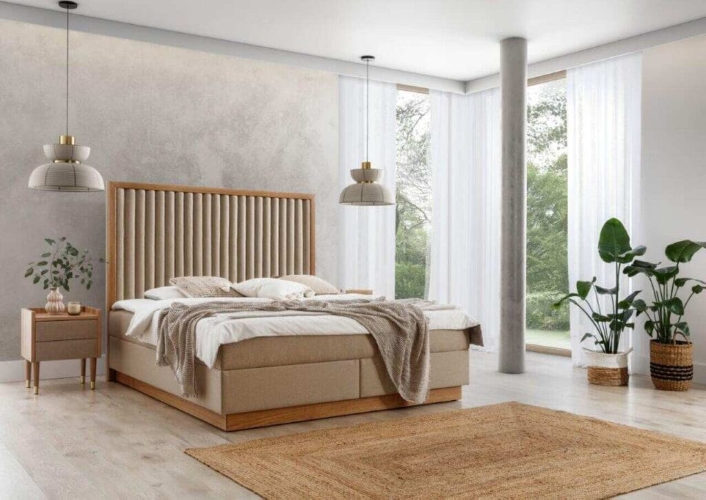 Sypialnia w mieszkaniu w stylu urban jungle. Fot. HEVER SALONY SNU/Galeria Wnętrz DOMAR.