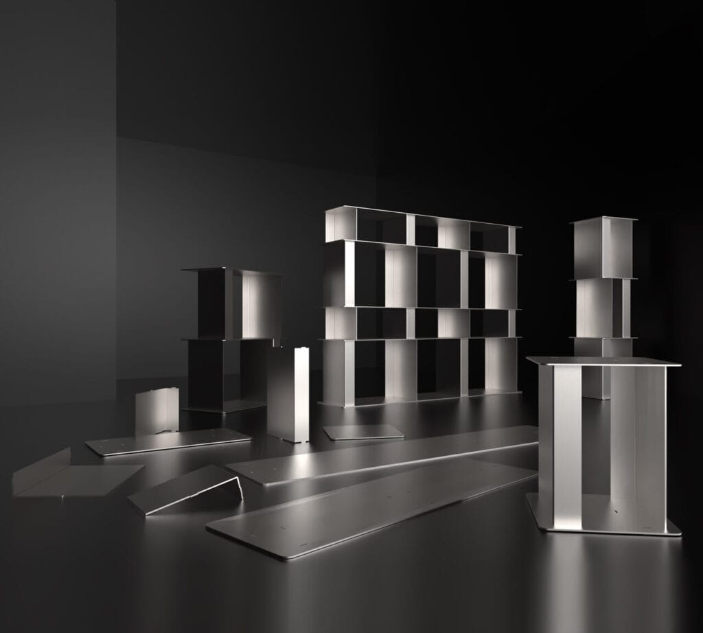 Kategoria dom – meble: SLIM Elements – modułowy system regałów, marka: ILUSI, projekt: Katarzyna Kozłowska.