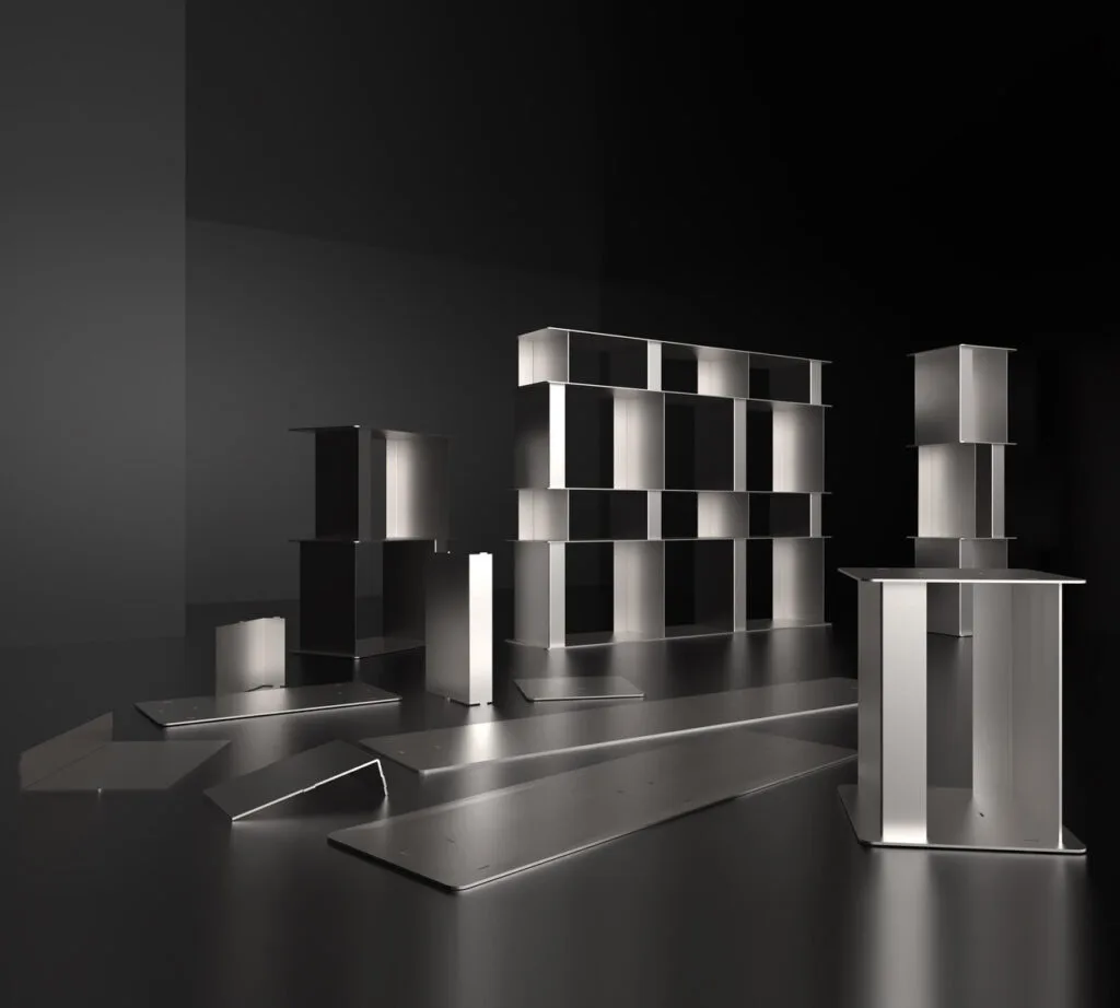 Kategoria dom – meble: SLIM Elements – modułowy system regałów, marka: ILUSI, projekt: Katarzyna Kozłowska.