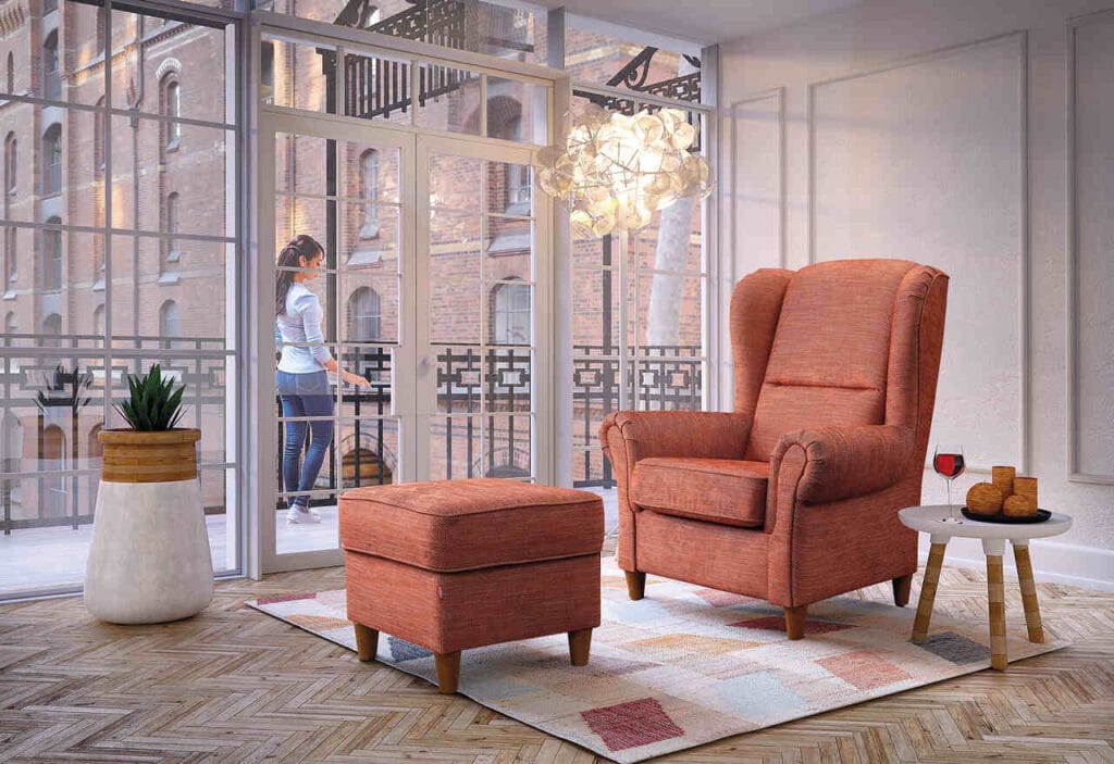 Fotel Baron, którego uzupełnieniem jest puf, to propozycja LIBRO. Profil oparcia i wypełnienie pianką na wysokości lędźwi sprawiają, że mebel jest bardzo ergonomiczny i wygodny. Wypełnienie fotela to pianka wysokoelastyczna i sprężyna falista, dzięki temu siedzisko jest miękkie i daje uczucie lekkiego zapadania w mebel. Fotel ma drewniane nóżki, które nadają bryle klasyczny styl.