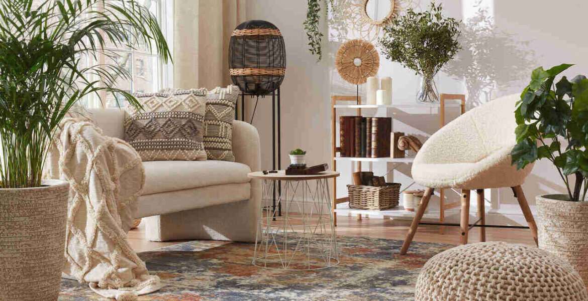 Mieszkanie w stylu urban jungle - salon.