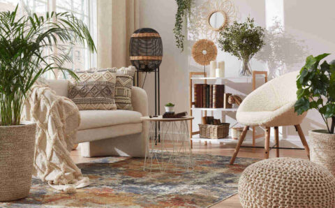 Mieszkanie w stylu urban jungle - salon.