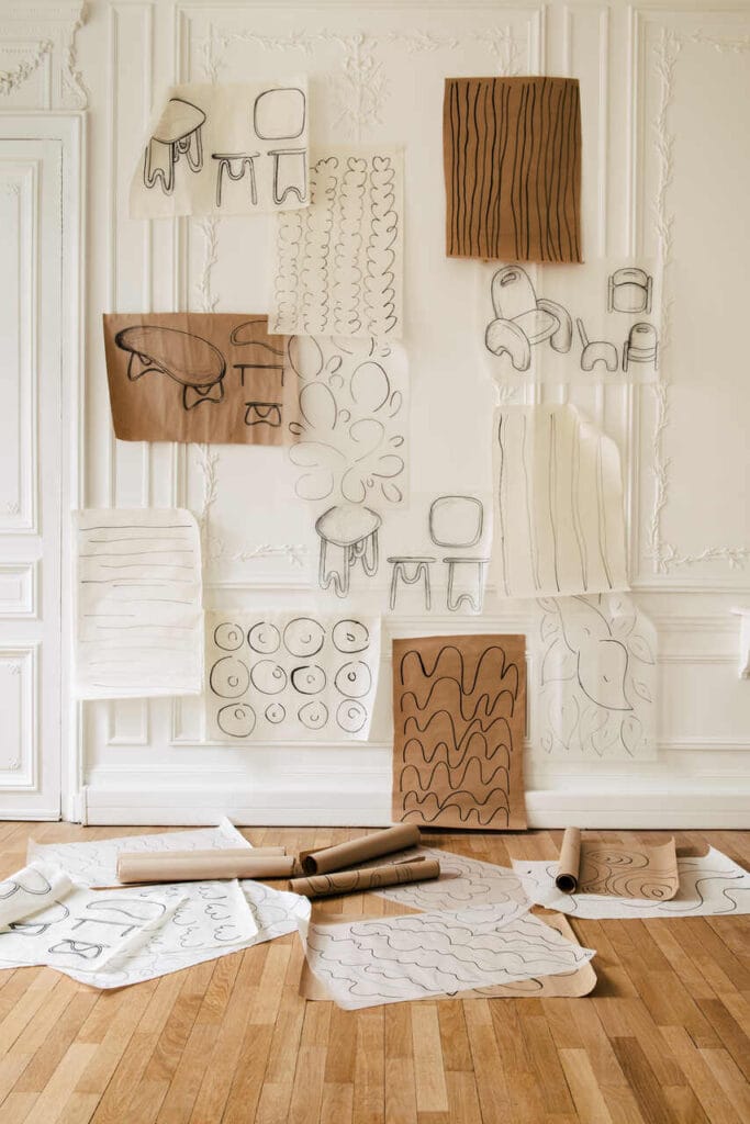 W 2023 r. Faye Toogood wprowadziła na rynek „ Esquisses ”, kolekcję mebli i dywanów z Maison Matisse. Fot. Genevieve Lutkin.