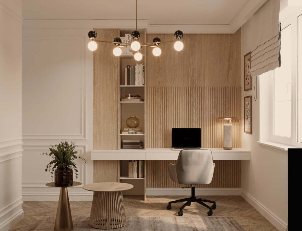 Gabinet w stylu quiet luxury. Projekt: To Be Design Weronika Budzichowska.