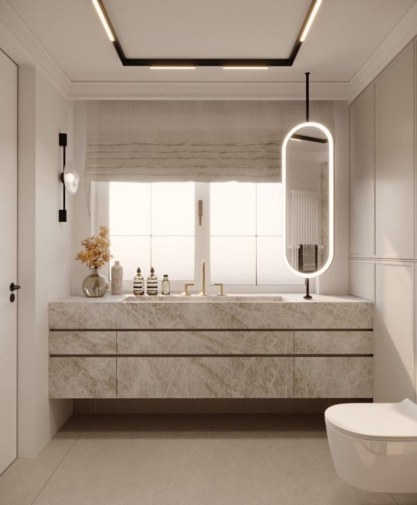 Łazienka na pierwszym piętrze. Projekt: To Be Design Weronika Budzichowska.