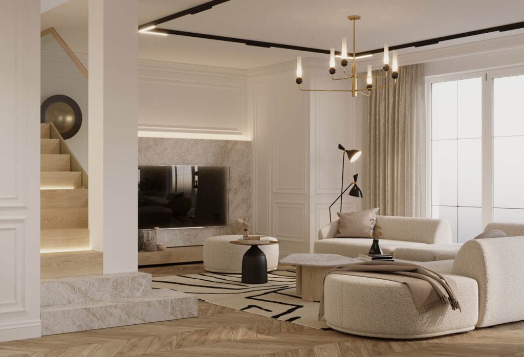 Przestrzeń dzienna. Projekt: To Be Design Weronika Budzichowska.