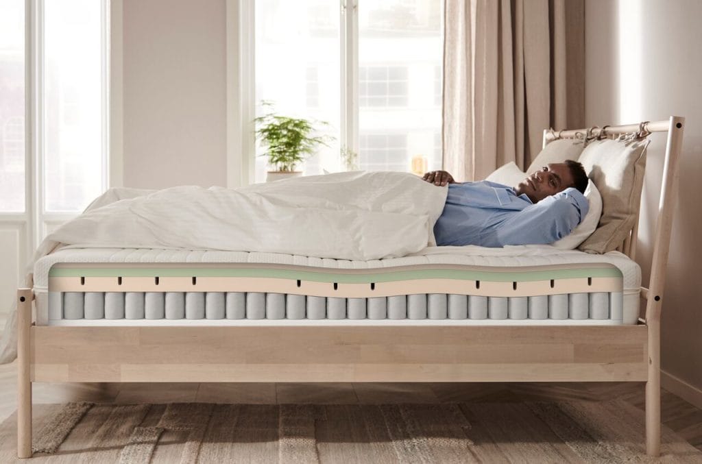 Zdrowy sen zaczyna się od odpowiedniego materaca. ANNELAND IKEA to hybrydowe rozwiązanie, które łączy oczekiwaną twardość z wygodą, zapewniając zdrowy i regenerujący sen. Konstrukcja o wysokości 24 cm zawiera warstwy pianki memory, wysokoelastycznej pianki oraz sprężyn kieszeniowych, pracujących niezależnie od siebie, idealnie dopasowując się do ciała. Z kolei pięć stref komfortu zapewnia podparcie bioder i ramion i dba o naturalną pozycję kręgosłupa. Materac objęty jest 10-letnią gwarancją. Dodatkowo jest pakowany w rulon, co ułatwia przetransportowanie go do domu Zdejmowane pokrycie można z łatwością wyprać, co pozwala zachować materac w czystości. ANNELAND łączy praktyczne rozwiązania z komfortem, czyniąc każdą noc wyjątkowo regenerującą.