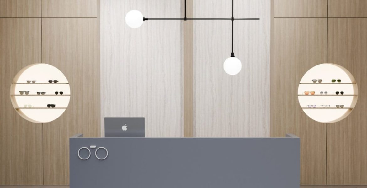 Interprint - zdjęcie główne z użyciem jasnych dekorów w recepcji