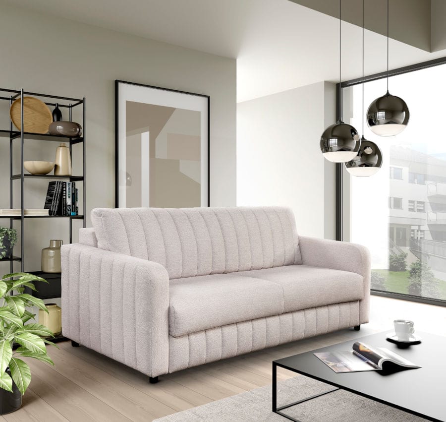 Beżowa sofa Grace z oferty Libro w nowoczesnym salonie.