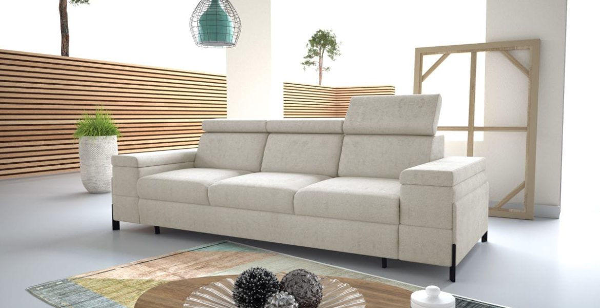 Beżowa sofa Ulises z oferty Libro w nowoczesnym salonie.