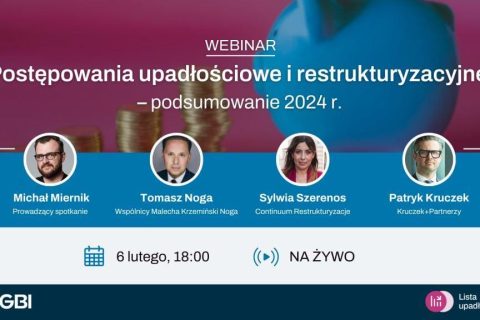Organizatorem webinaru: Postępowania upadłościowe i restrukturyzacyjne – podsumowanie 2024 r. jest wywiadownia gospodarcza MGBI.