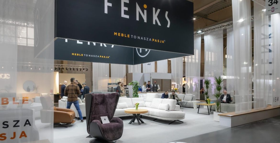 Stoisko firmy Feniks na targach Meble Polska 2025 w Poznaniu.