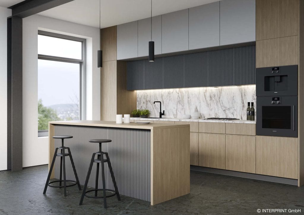 Ten elegancki i pełen wyrazu dekor to propozycja dla miłośników wyrafinowanego piękna. 110445/002 Dekor Port Oak oddaje urodę drewna dębowego w najwyższym gatunku – bez sęków i skaz, które dla uzyskania szlachetnego koloru poddano obróbce, dzięki której dębina ciemnieje i nabiera chłodnego wybarwienia. Firma Interprint oferuje ten dekor w czterech odcieniach, z których każdy dobrze odnajduje się w nowoczesnych, minimalistycznych aranżacjach.