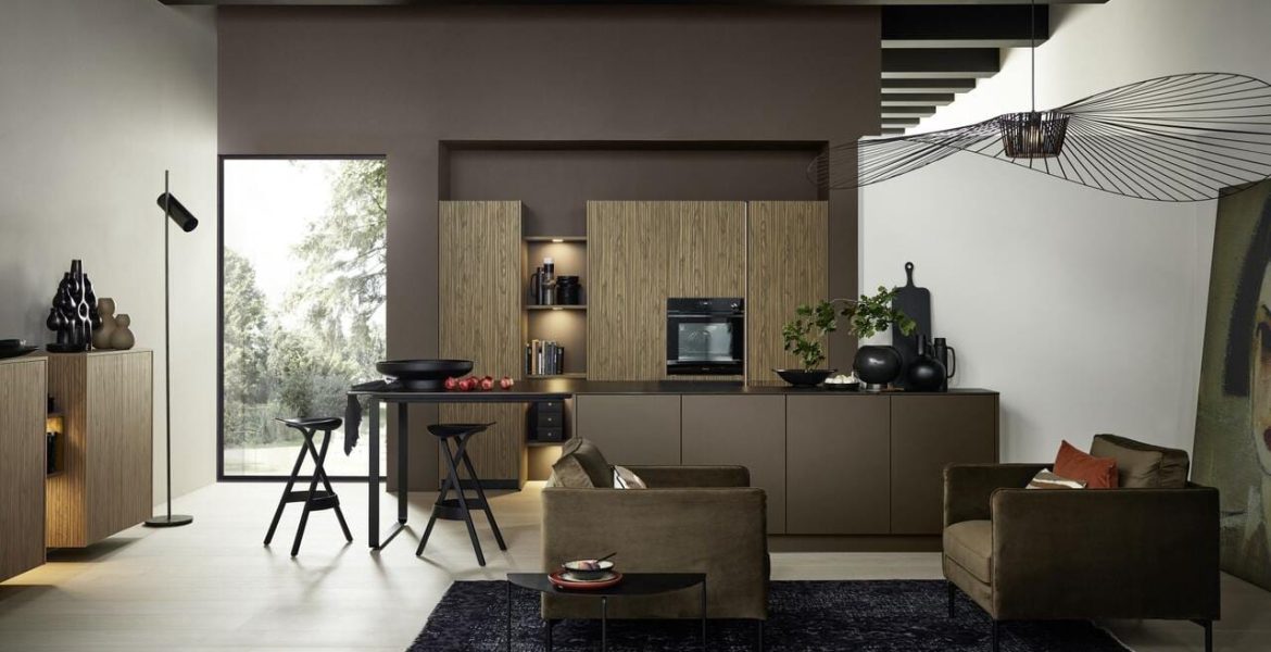 Stripe Wood Choco, Nolte, DOMOTEKA wpisuje się w najnowsze trendy w projektowaniu kuchni.