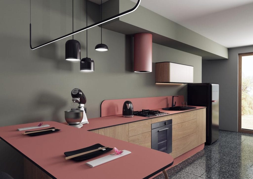 Ultracienkie Blaty BLACK WOOD SWISS KRONO mają zaledwie 12 mm grubości, ale są niezwykle solidne, trwałe i odporne, a do tego wyjątkowo designerskie. Są produktem ekologicznym, drewnopochodnym i bezpiecznym dla zdrowia. Dzięki właściwościom antybakteryjnym oraz odporności na wysoką temperaturę, zabrudzenia i uszkodzenia mechaniczne, blaty BLACK WOOD sprawdzą się w najbardziej wymagających warunkach: w kuchni, w pomieszczeniach o podwyższonej wilgotności np. w łazienkach.