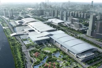 Kompleks wystawienniczy Canton Fair Complex w Kantonie, jedno z największych centrów targowych na świecie, o powierzchni przekraczającej 1,1 mln m². To właśnie tu odbywa się CIFF Guangzhou – wydarzenie, które gromadzi kluczowych graczy globalnego rynku meblarskiego.