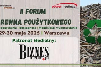 Forum Drewna Poużytkowego 2025 - grafika z logo BIZNES.meble.pl