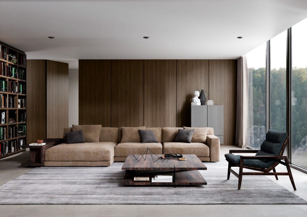 Interprint - dekor Wallace Walnut w salonie