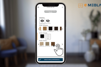 Zmiana wariantów produktów w podglądzie 3D aplikacji e-Meblast AR.