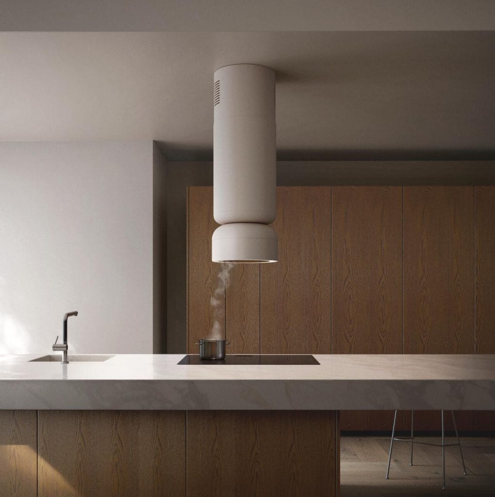 Okap wyspowy ICON, projekt: Nicer Design (Mikołaj Nicer, Michał Maciukiewicz), produkcja: Ciarko Design.