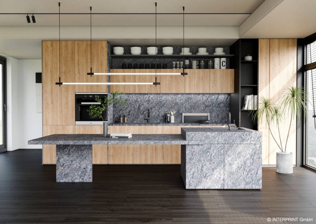 Interprint - dekor Blaze na meblach w kuchni