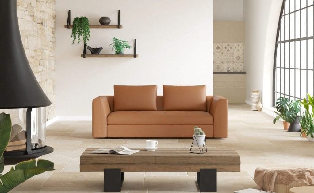 HomeByMe 3D Rendering - próbka możliwości, które rozwiązania od Dassault Systèmes oferują przy zakupie i sprzedaży mebli. Sofa Bergamo BoConcept.