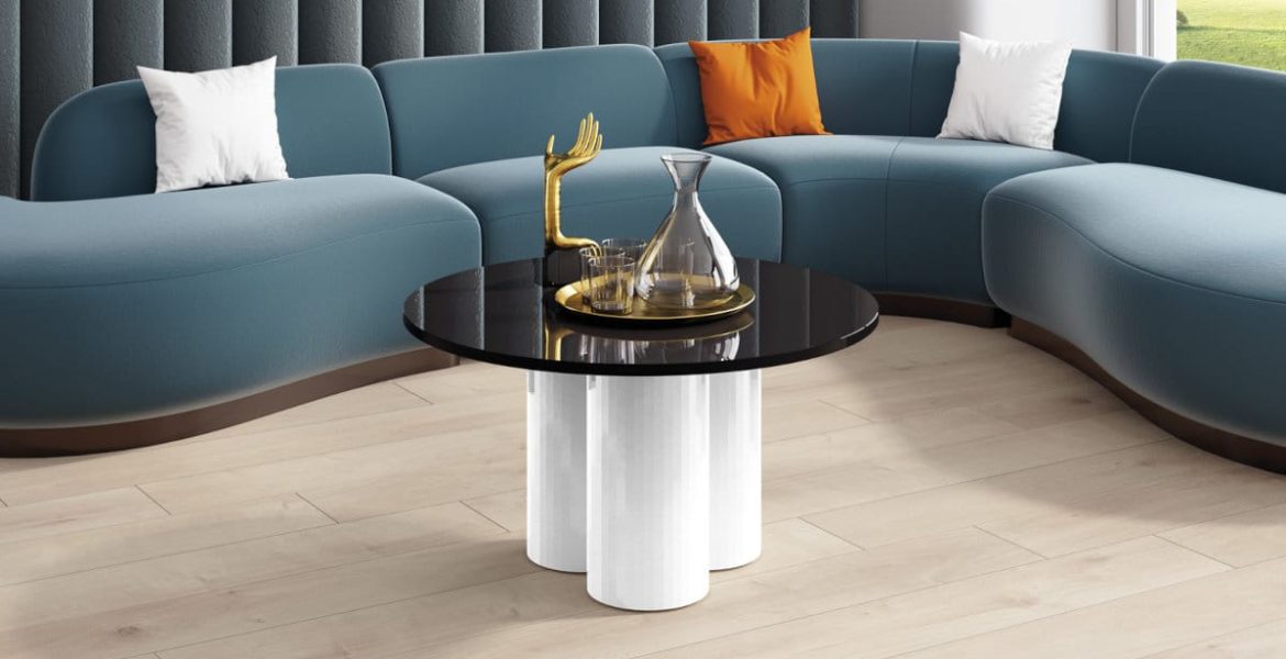 Nowoczesna Ława RAVEO mini w wykończeniu na wysoki połysk.