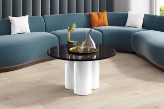 Nowoczesna Ława RAVEO mini w wykończeniu na wysoki połysk.