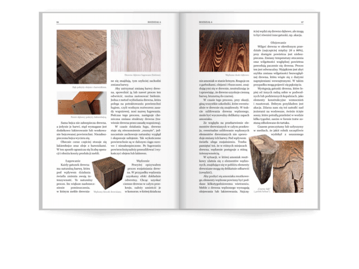 Słownik meblarski. Materiałoznawstwo nie tylko dla profesjonalistów. Rozkład poglądowy str. 96-97