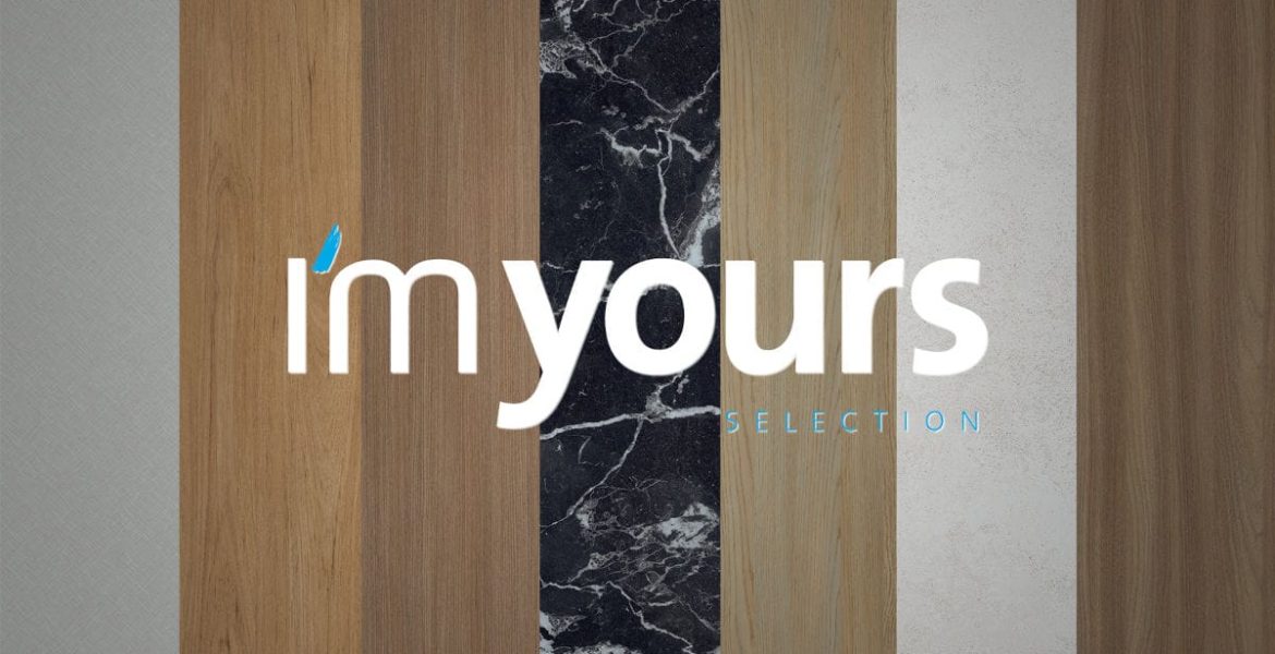 Nowa kolekcja globalna dekorów Impress Decor: I’m Yours. Wizualizacja, pasy decorów, napis