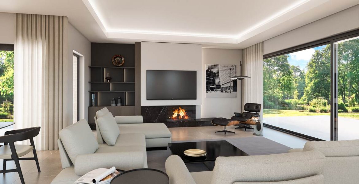 Wizualizacja nowoczesnego salonu. Projekt: arch. Anna Casciarri, Studio Casciarri.