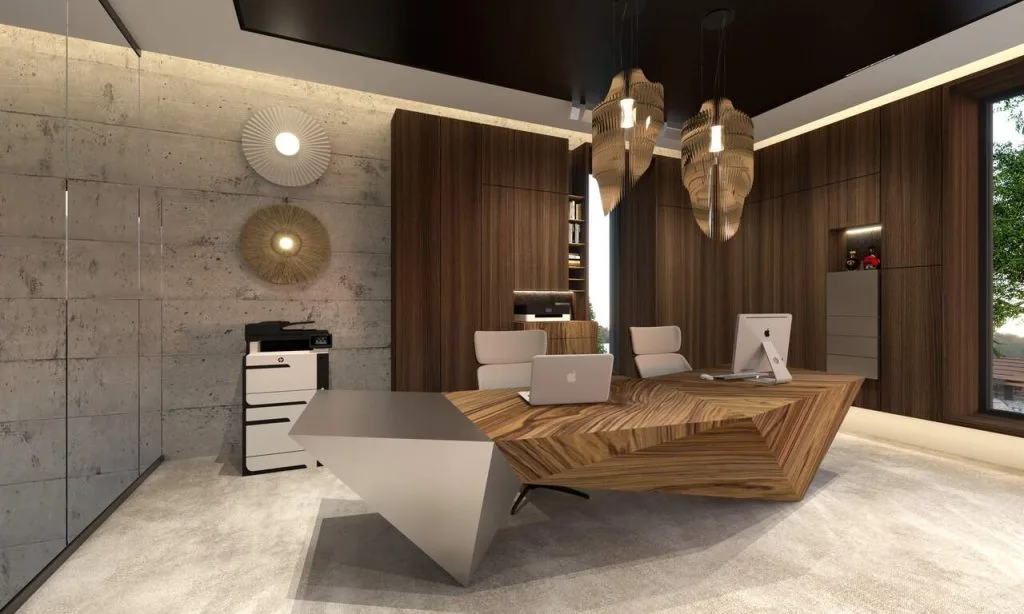 Home Office w rezydencji położonej w pobliżu Krakowa. Pow. ok. 50 m2. Projekt w trakcie realizacji.