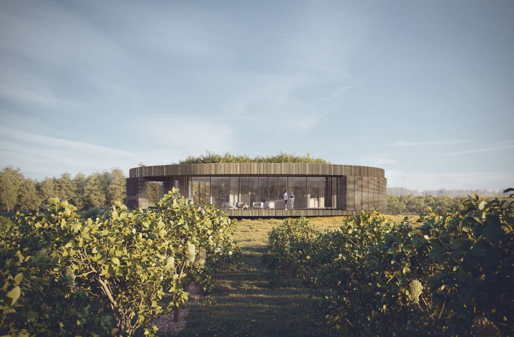 Zespół domków rekreacyjnych przylegających do hotelu Dwór Sanna na Roztoczu, proj. Nizio Design International.