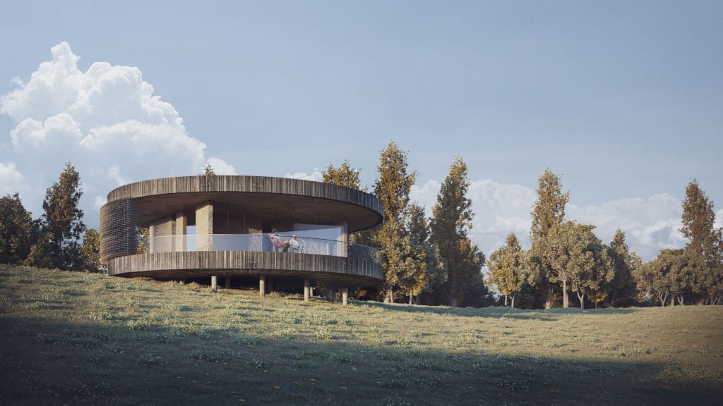 Zespół domków rekreacyjnych przylegających do hotelu Dwór Sanna na Roztoczu, proj. Nizio Design International.