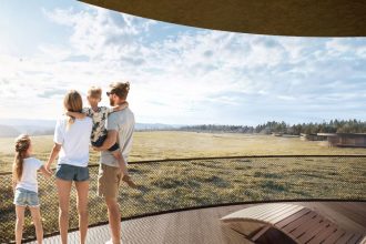 Zespół domków rekreacyjnych przylegających do hotelu Dwór Sanna na Roztoczu, proj. Nizio Design International.