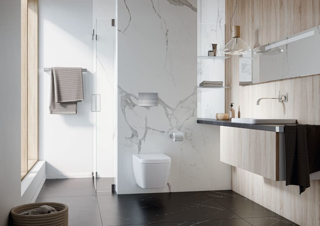 Styl minimalistyczny w łazience.