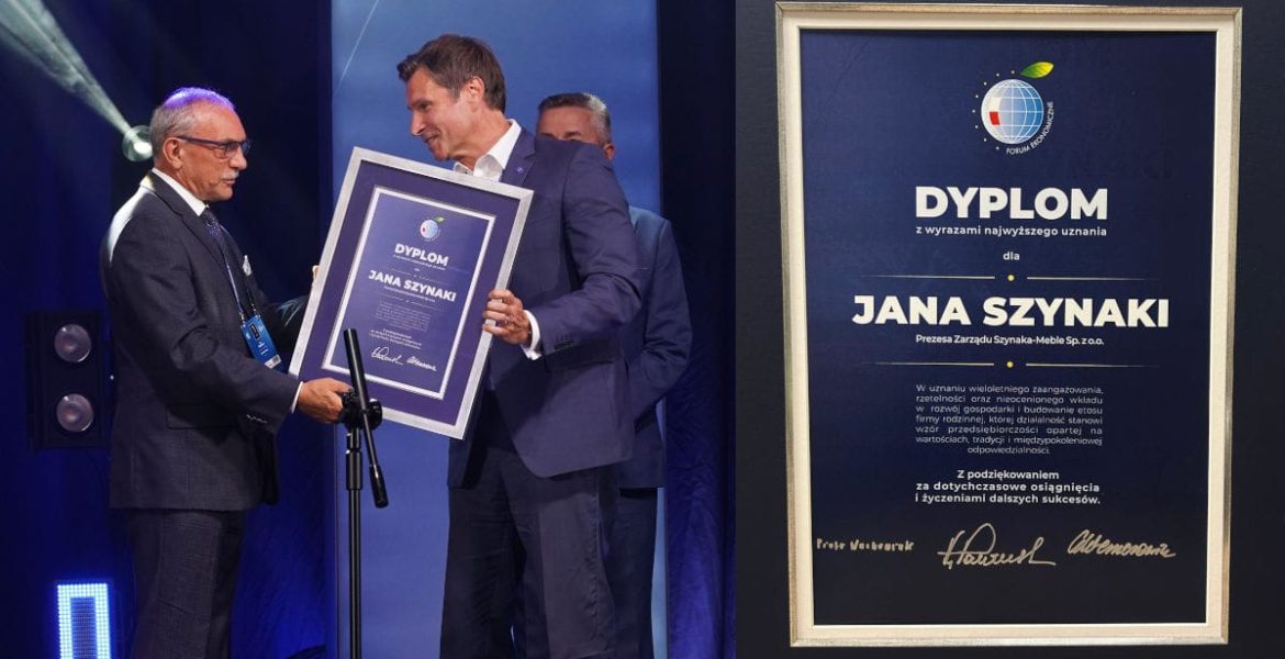 Jan Szynaka Forum Ekonomiczne Karpacz 2025 – prezes Grupy Meblowej Szynaka odbiera dyplom wyróżnienia.