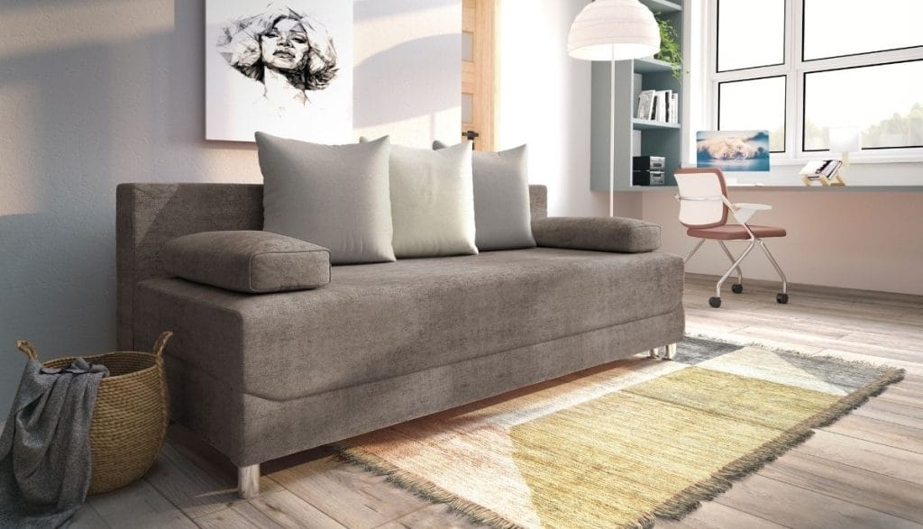 Sofa rozkładana Libro ALISA – wygodne spanie w kawalerce i elegancki wygląd w małym wnętrzu.