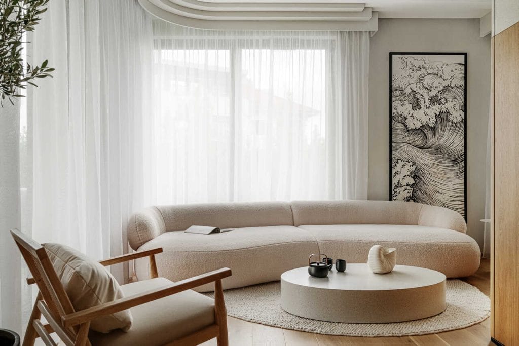 Apartament Japandi w Sopocie, projekt: Jan Sikora, Sikora Wnętrza. Fot. Tom Kurek.