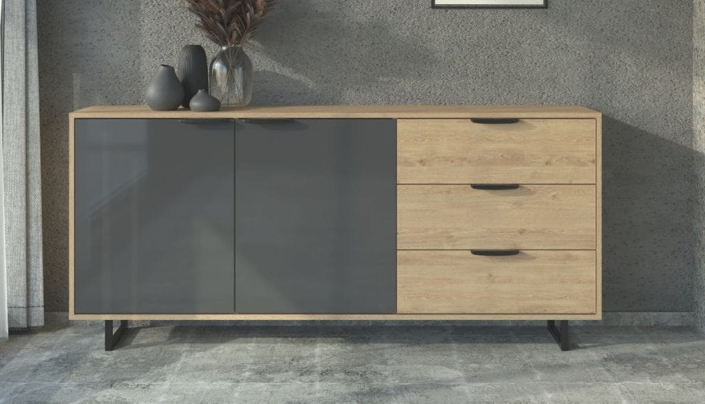 Aranżacja wnętrza z dekorami EGGER H1318 ST10 Dąb dziki naturalny i U963 ST9 Szary diamentowy – nowoczesne i uniwersalne połączenie