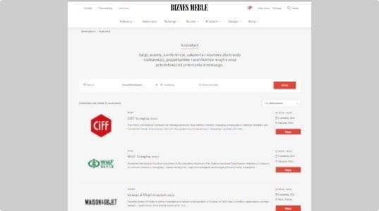 Wpis w kalendarzu na portalu www.biznes-meble.pl - nowe logo 2025