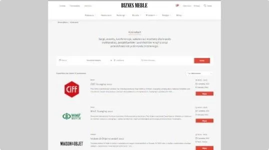 Wpis w kalendarzu na portalu www.biznes-meble.pl - nowe logo 2025
